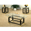 3-Pc Brass & Glossy Black/ White Coffee Table Set 28271 (WD)