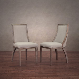 Park Avenue Beige Linen Dining Chairs (Set of 2)