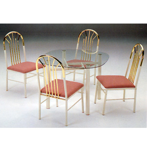 5-Pc Pack White/Gold Dinette Set 2166W (Au)