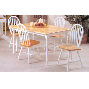 Solid Wood 5-Piece Natural/White Dinette Set 2247/2482 (Au)