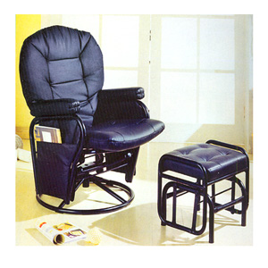 Black Recliner Glider and Ottoman 2429 (PJ)