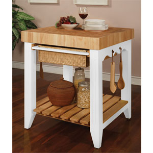 Color Story White Butcher Block Kitchen Island 270-416(PW) 