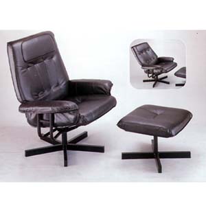 Black Leather Match Chair With Ottoman 3379 (IEM)