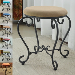 Small Iron Stool with Microsuede Cushion 3438(OFS)