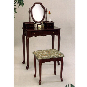 Cherry Finish Vanity Set With Tapestry Stool 3441 (COFS40)