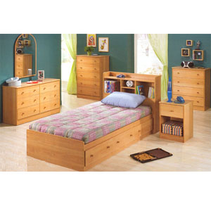 Oak Twin Bed  with Bookcase Headboard 400080/81 (CO)