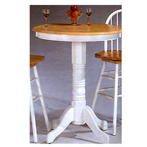 Round Solid Top Bar Table Natural/White 4099 (CO)