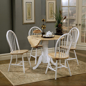 5 Piece Natural White Drop Leaf Dining Set 4241/4129 (CO)