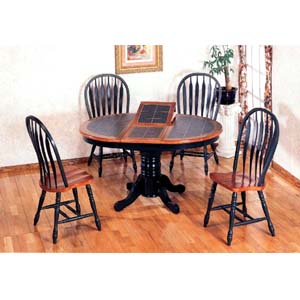 5-Pc Solid Dark Oak And Green Dinette Set 4252-84A (CO)