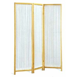 Three Panels Natural Screen with Pleated Fabric 4617(CO)