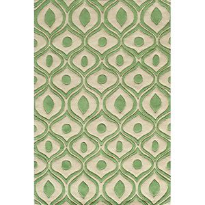 Hand Tufted Modern Waves Green Polyester Rug 14618631(OFS141