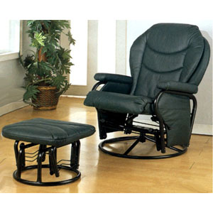 Hunter Green Leatherette Cushion Glider & Ottoman 7033 (CO)