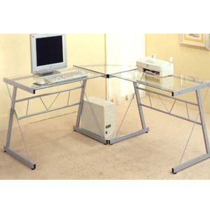 Silver Finish Metal Computer Workstation 7172 (CO)