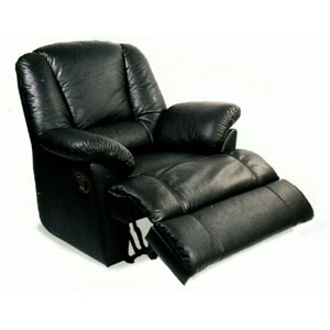 100% Leather Multi Position Chaise Recliner 7521BLK (CO)