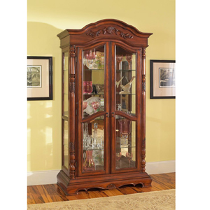 Curio Cabinets Solid Birch Wood Curio Cabinet In Rich Cherry