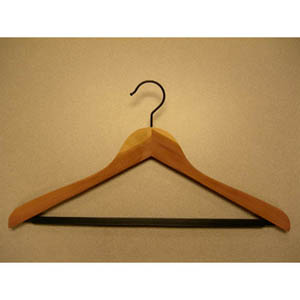 Cedar Concave Suit Hanger with PVC Ribbed Bar CDD8929 (PM)