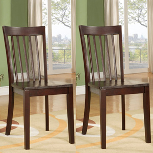 Set of 2 Heavy Duty Solid Wood Cherry Finish Dining Room Cha