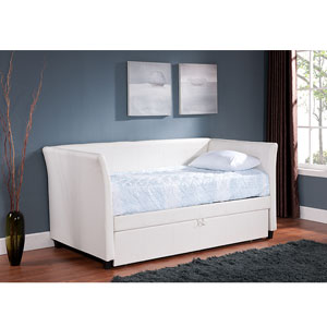 White Finished Upholstered Daybed With Trundle DB07_WH(KBFS)