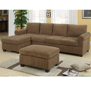 2-Pc Corduroy Sectional Sofa - Tan F7146 (PX)