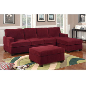 2-Pc Corduroy Sectional Sofa - Wine F7181 (PX)