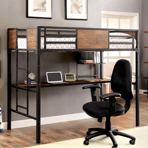 Markain Industrial Metal Loft Bed with Workstation IDF-BK029