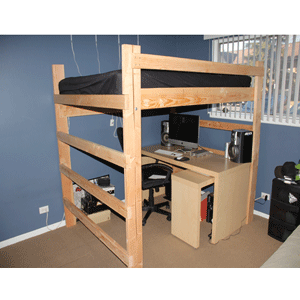 College Loft Bed Solid Wood, College Dorm Bunk Bed
