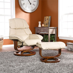 Taupe Bonded Leather Recliner and Ottoman UP7632RC (SEIFS)