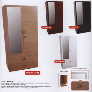 Wardrobe With Two Doors and Two Drawers W108LM(WPFS100)