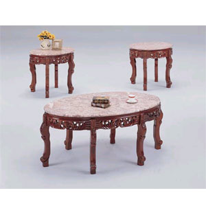 3-PC Marble Top Coffee Table Set8290_/8291_(ITM)