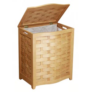 Natural Bowed Front Veneer Laundry Wood Hamper BHV0100N (OD)