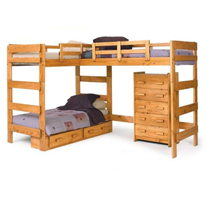 Solid Wood L-Shaped Loft Bed LB-6200(WC)