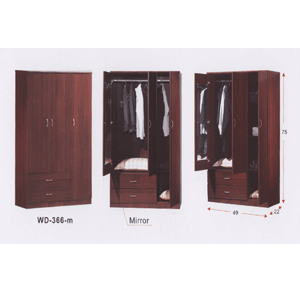 Wooden Wardrobe With Mirror WD-366_(ALAFS200)